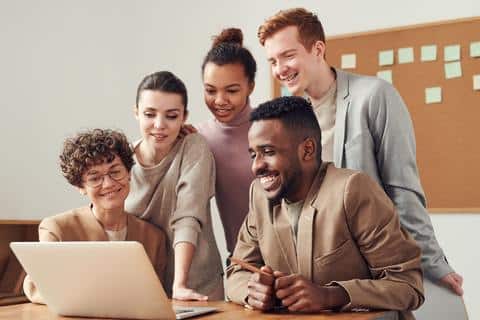 Happy employees team